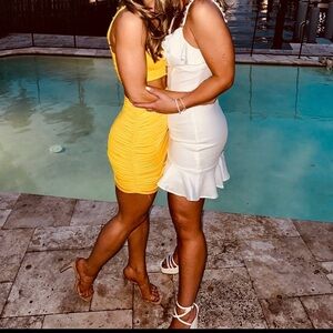 Yellow Bodycon Skirt and Top Set | XS